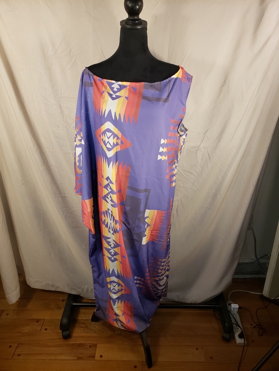 Dresses & Skirts - Vibrant Purple Aztec Print Maxi Dress With One Sleeve - 1X
